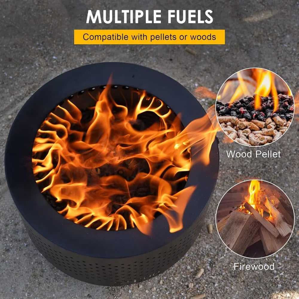 STBoo Smokeless Fire Pits for Outside with Portable Carrying Storage Bag, 20x14 Inch Firepits Outdoor Wood Burning, Low Smoke