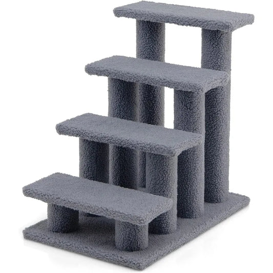 Pet Stairs for Cats and Dogs, 4-Step Carpeted Ladder Ramp