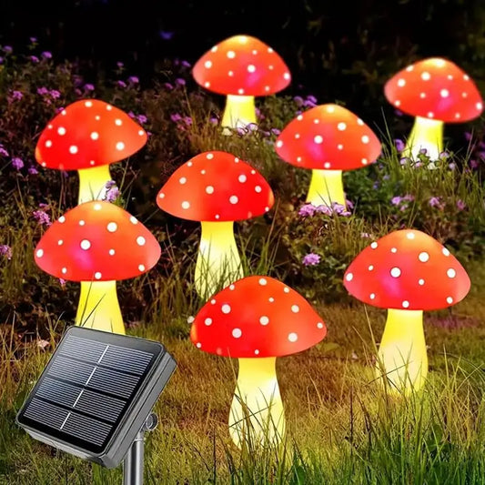 6pcs Red LED Solar Mushroom Light Outdoor Garden Decor Waterproof