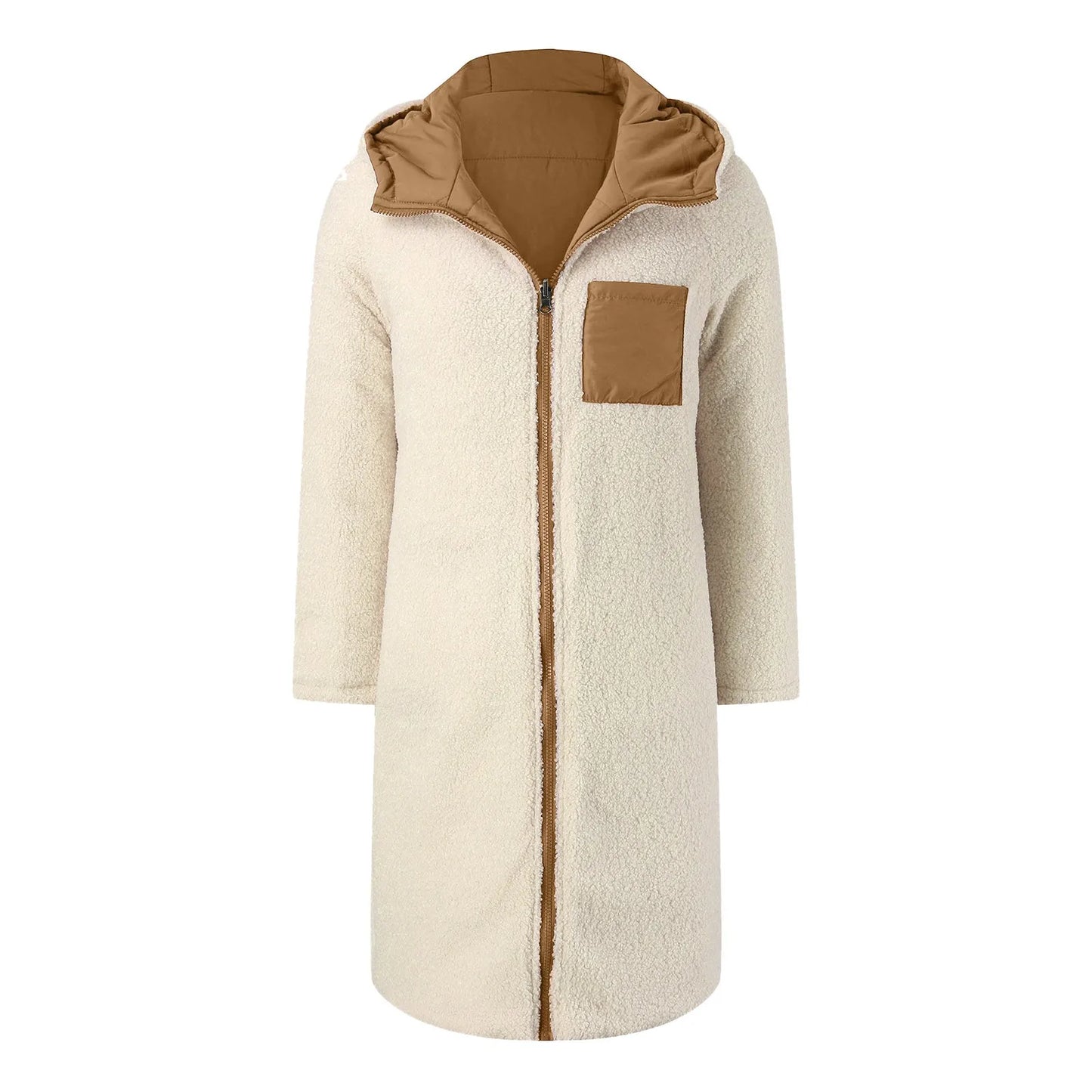 Fashion Double Sided Long Parkas Jacket for Women Warm Thick Plush Lambswool Coat