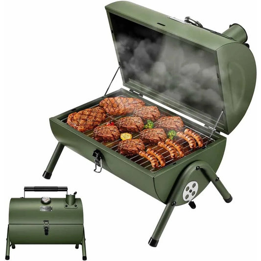 Adjustable Portable Charcoal Grill Multi-functional Metal Small BBQ Smoker for Outdoor Hiking Picnic