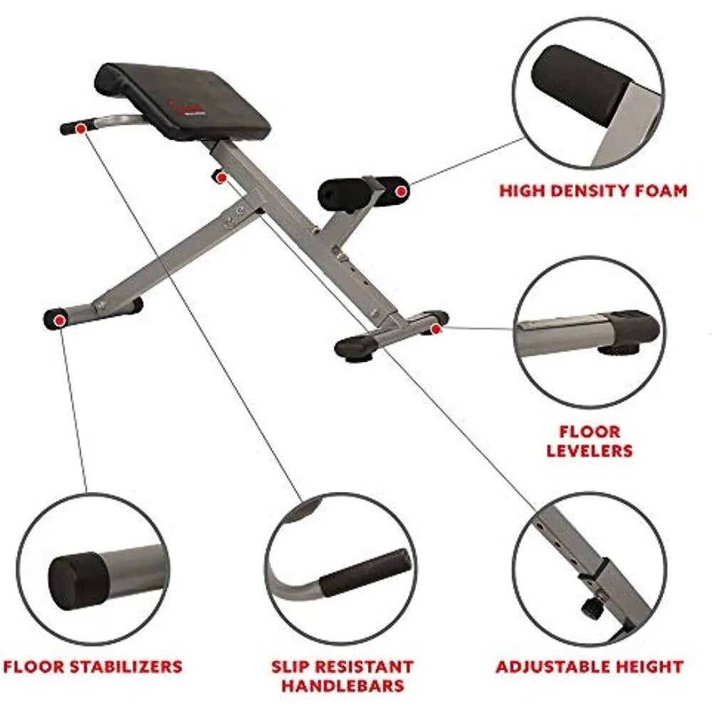 45-Degree Hyperextension Chair with Adjustable Height and Back