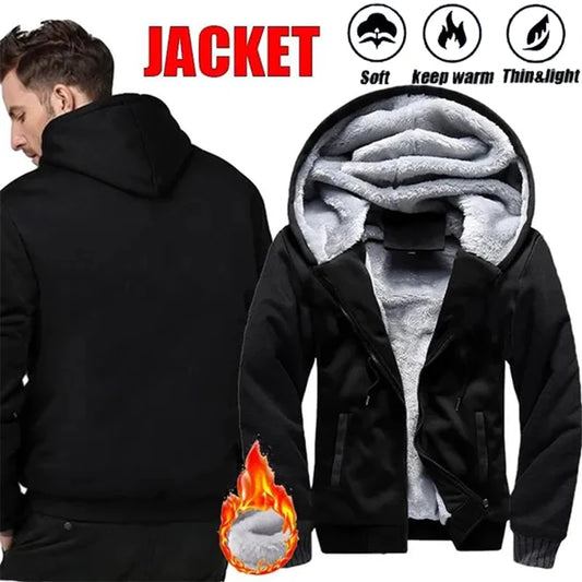 New Men's Jackets Coat Outdoors Fleece Warm Thicken Zipper Jackets Hooded Coats