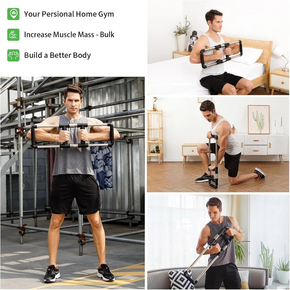 Push Down Bar Machine - Chest Expander at Home Workout Equipment, Arm Exerciser - Portable Spring Resistance Exercise Gym Kit