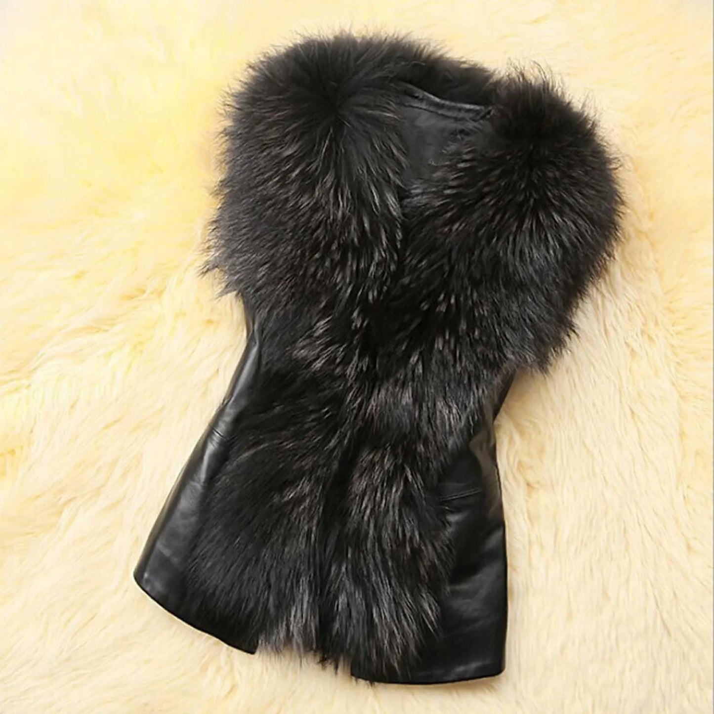 Women's Fur Coat Vest Autumn Winter Warm Jacket Coat Gilet Ladies Sleeveless Waistcoat Outwear