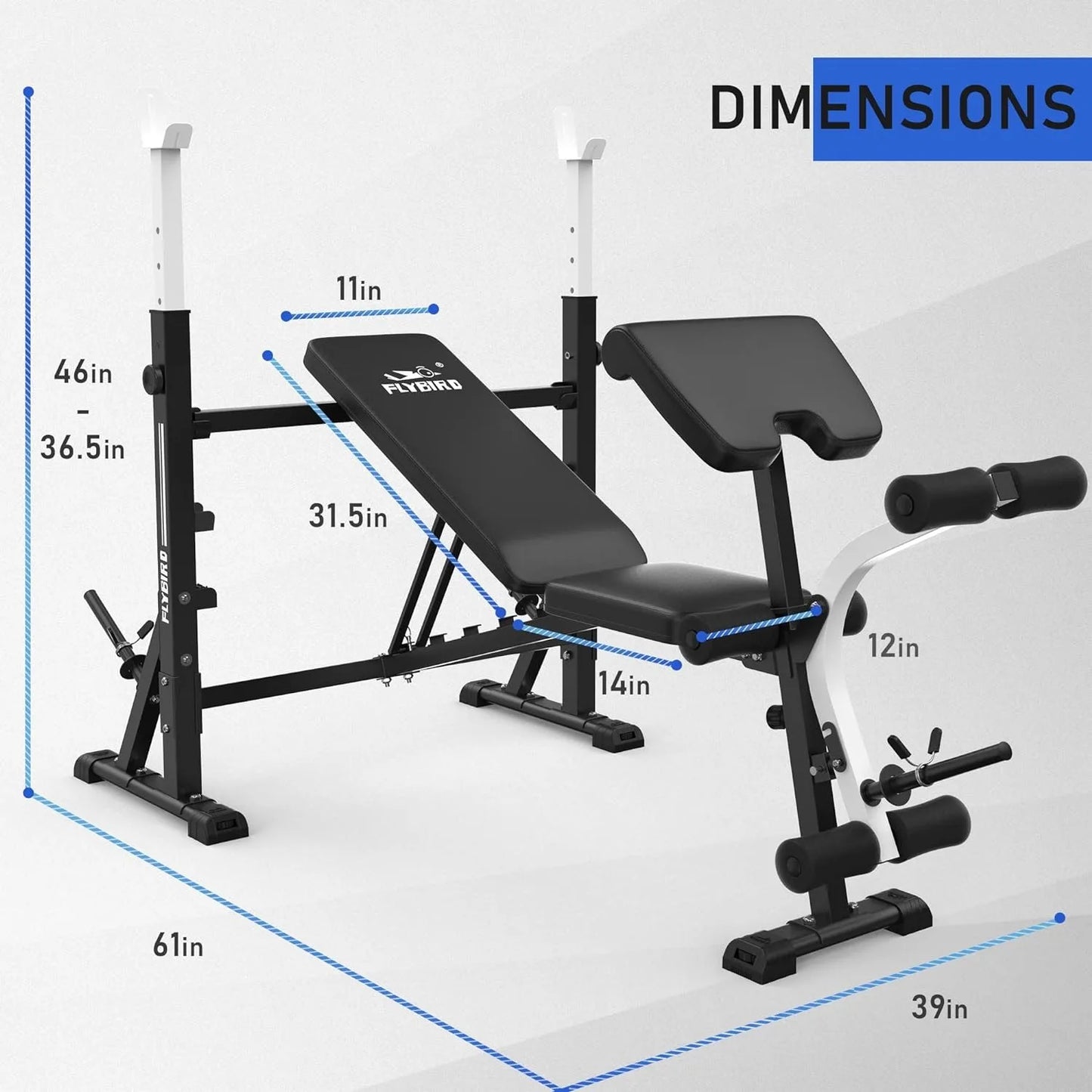 Bench Press Set with Preacher Curl Pad and Leg Developer for Home Gym Full-Body Workout