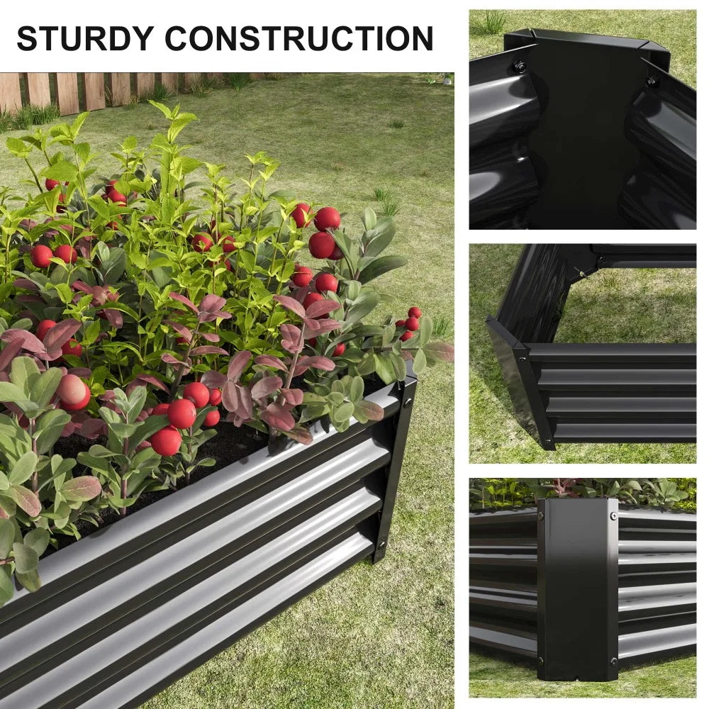 Raised Garden Bed Kit - Garden Outdoor Planter Box for Vegetables - 4 ft x 2 ft - Black