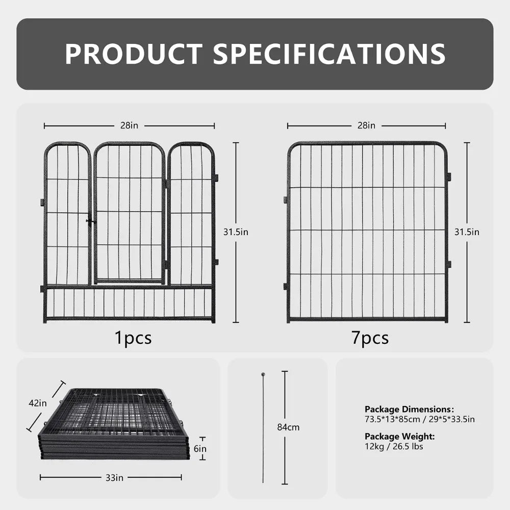 2024 New Dog Playpen 8/16 Panels, Heavy Duty Puppy Playpen, Foldable Dog Fence, Pet Playpen with Door