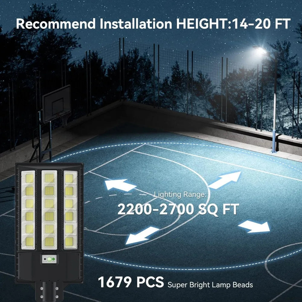 4000W Solar Street Lights Outdoor,  Waterproof with Remote Control, Solar Powered