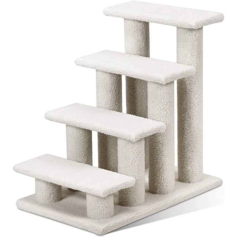 Pet Stairs for Cats and Dogs, 4-Step Carpeted Ladder Ramp