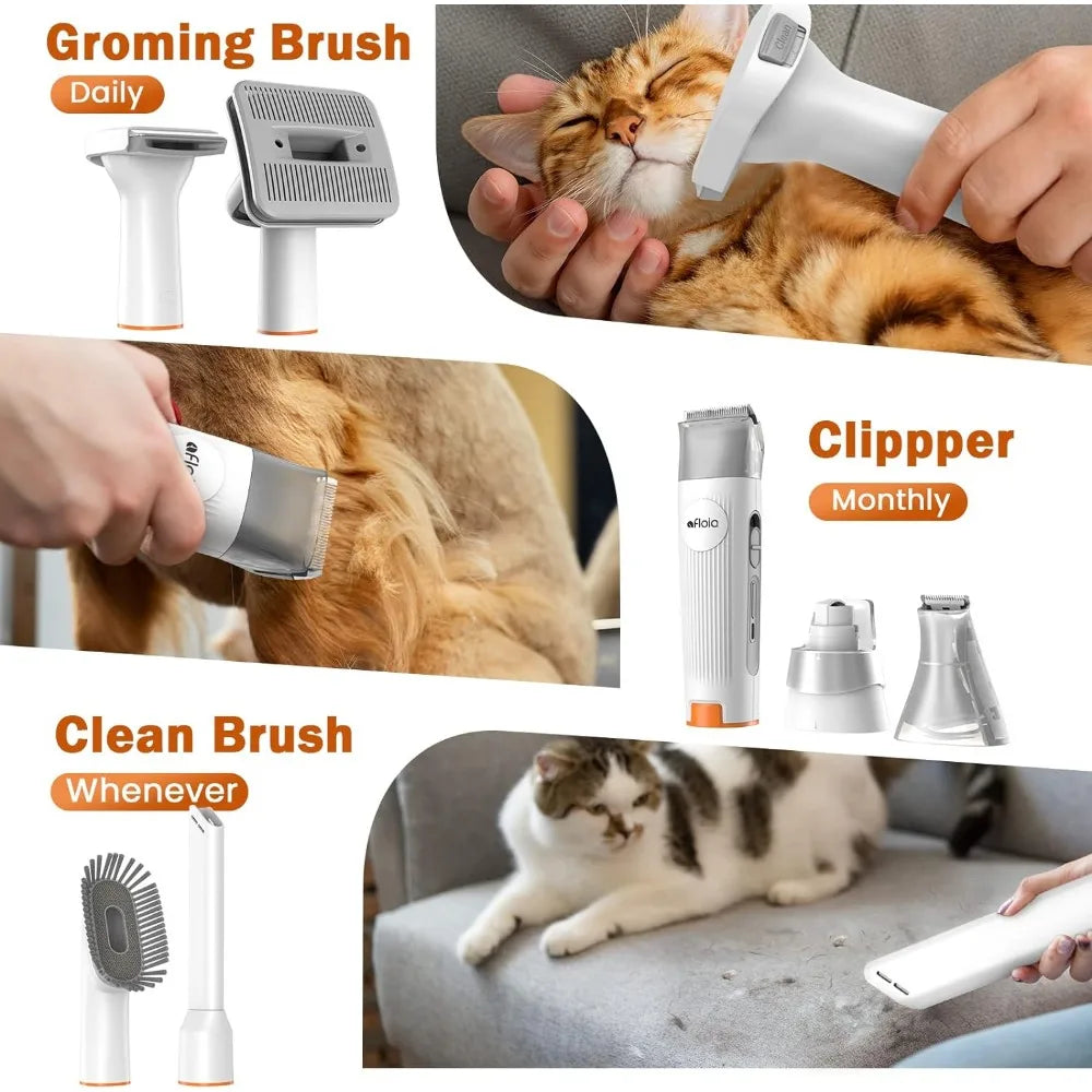 Dog Grooming Kit Nail Trimmer Grinder & Dog Brush for Shedding with 7 Pet Grooming Tools, Low Noise