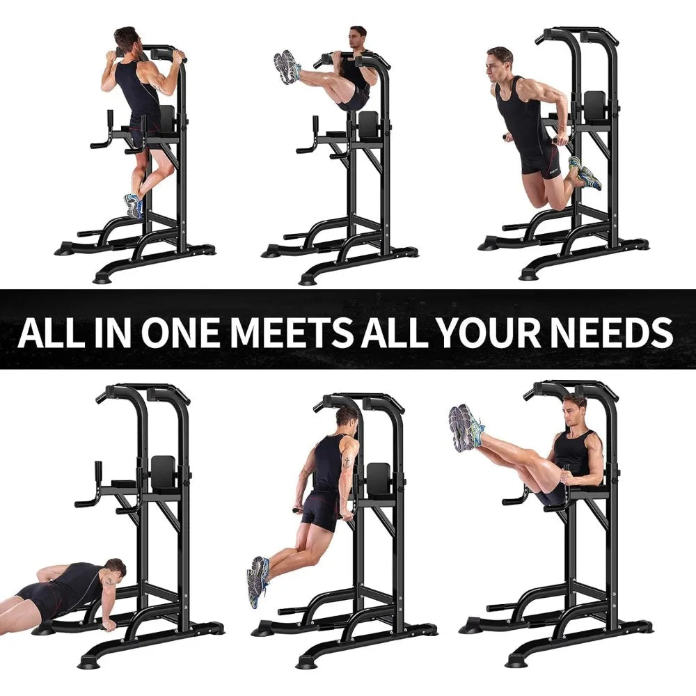 Power Tower Adjustable Height Pull Up & Dip Station Multi-Function Home Strength Training Fitness Workout Station