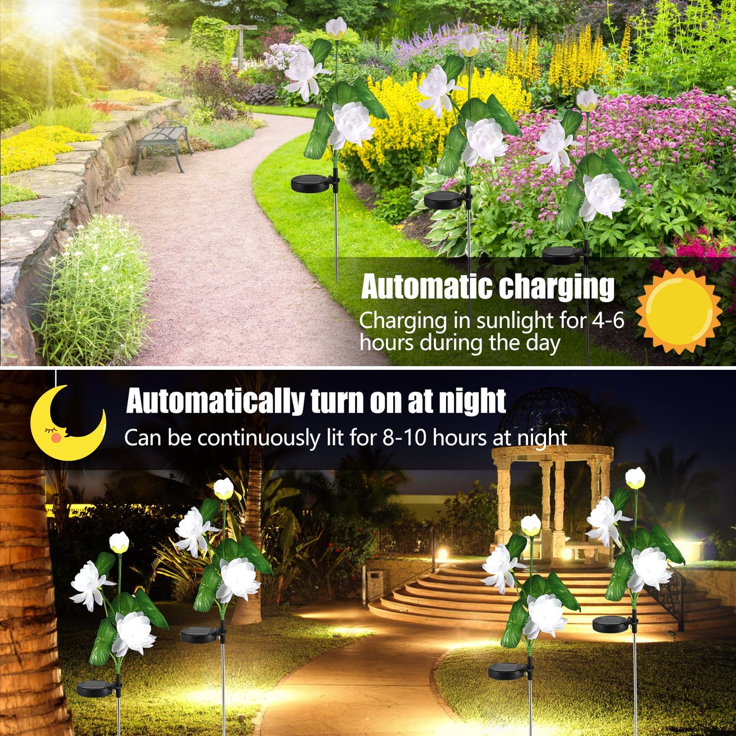 2/4Pcs Solar Lotus Stake Light Realistic - justforyoushopping23