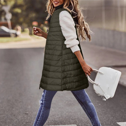 Ultra-light Winter Down Jacket For Women Long Style Down Coats Sleeveless Feather Warm Waistcoat Down Vest Outerwear Coats Woman