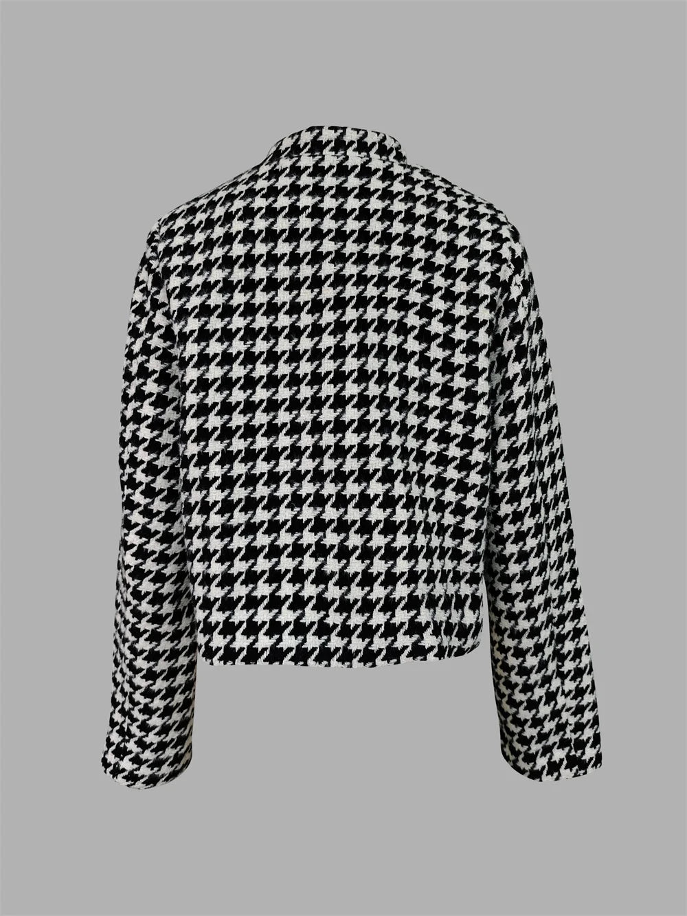 Modigirl Women's Houndstooth Outerwears & Jacket Stand Collar Long Sleeves Autumn Winter Fall Clothes 2024 Women Classics Coat