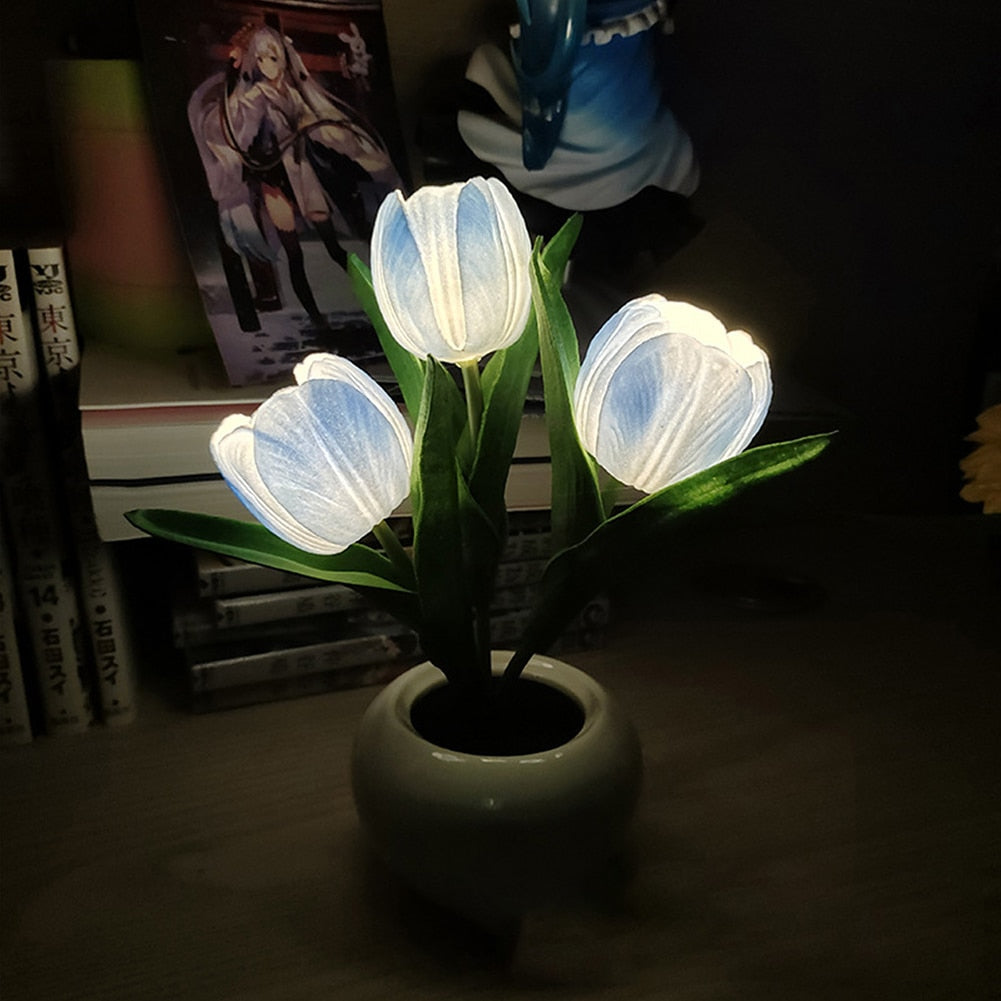 LED Tulip Night Light Flower Flowerpot Potted Plant - justforyoushopping23