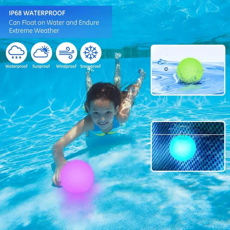 2 PCs Floating Pool Ball Light Garden Swimming Pool Lights 16 Color Waterproof Lawn Decorative