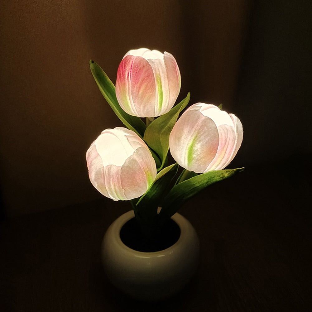 LED Tulip Night Light Flower Flowerpot Potted Plant - justforyoushopping23