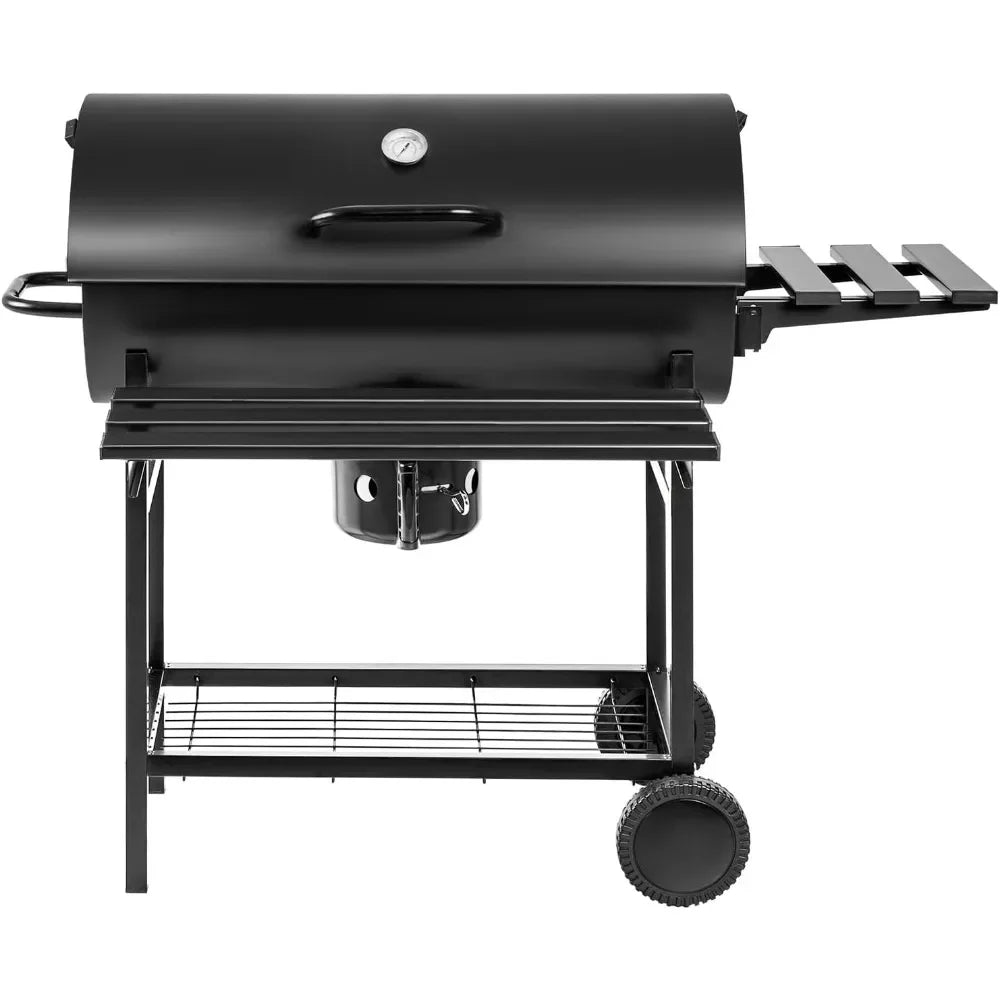 Charcoal Grill BBQ Charcoal Grill with Three Item Racks Thermometer Double-Layer Chrome-Plated Iron Baking Pan Ash Catcher