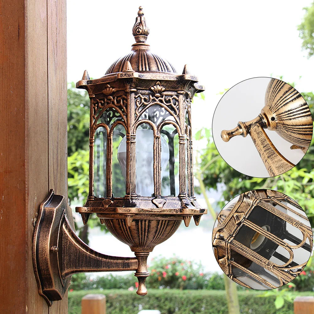 Antique Lantern Wall Lamp Sconce Porch Lamp Garden Outdoor Exterior Wall Light