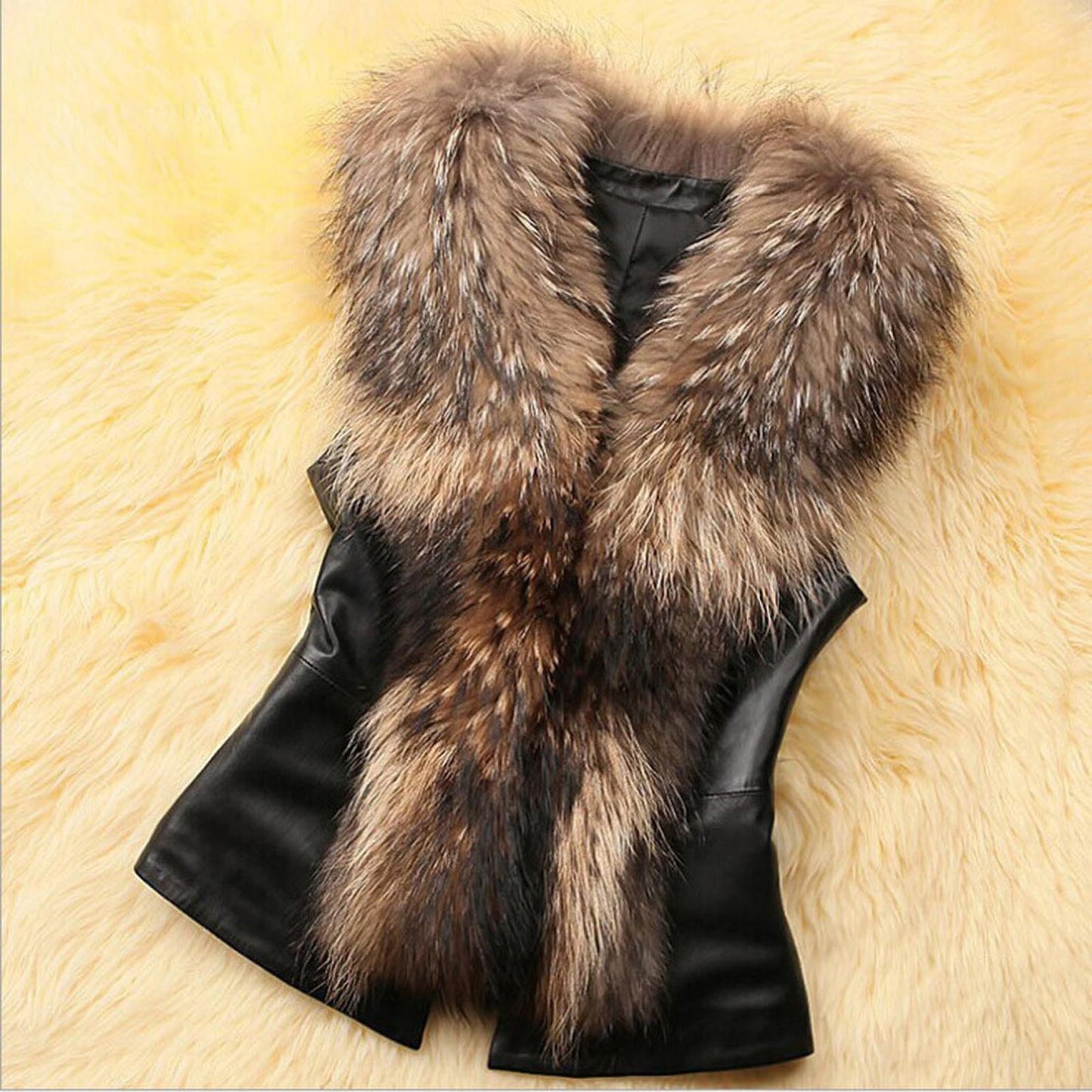 Women's Fur Coat Vest Autumn Winter Warm Jacket Coat Gilet Ladies Sleeveless Waistcoat Outwear