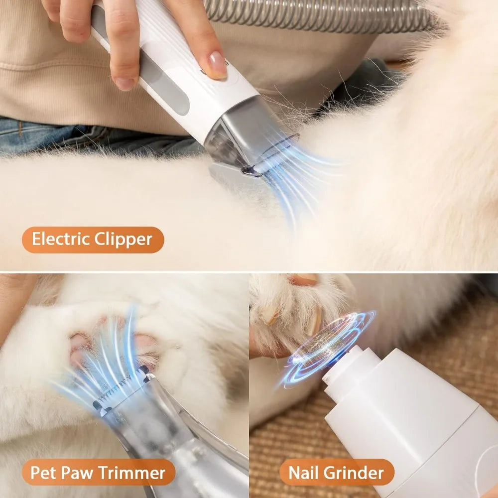 Dog Grooming Kit Nail Trimmer Grinder & Dog Brush for Shedding with 7 Pet Grooming Tools, Low Noise