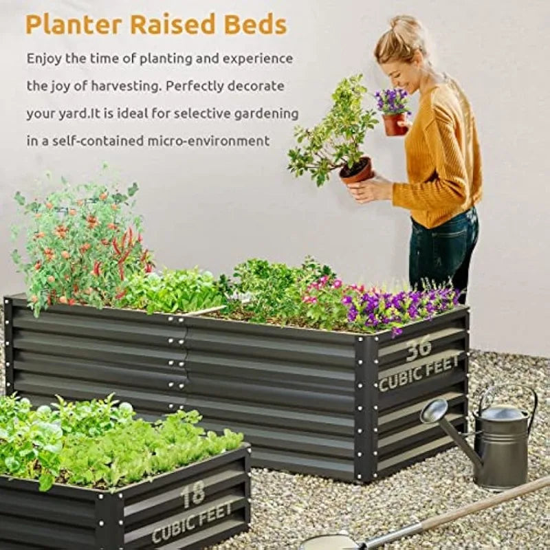 UDPATIO Galvanized Raised Garden Bed 6x3x2 FT Outdoor Metal Planter Boxes for Planting Vegetables Flowers Herbs and Fruits