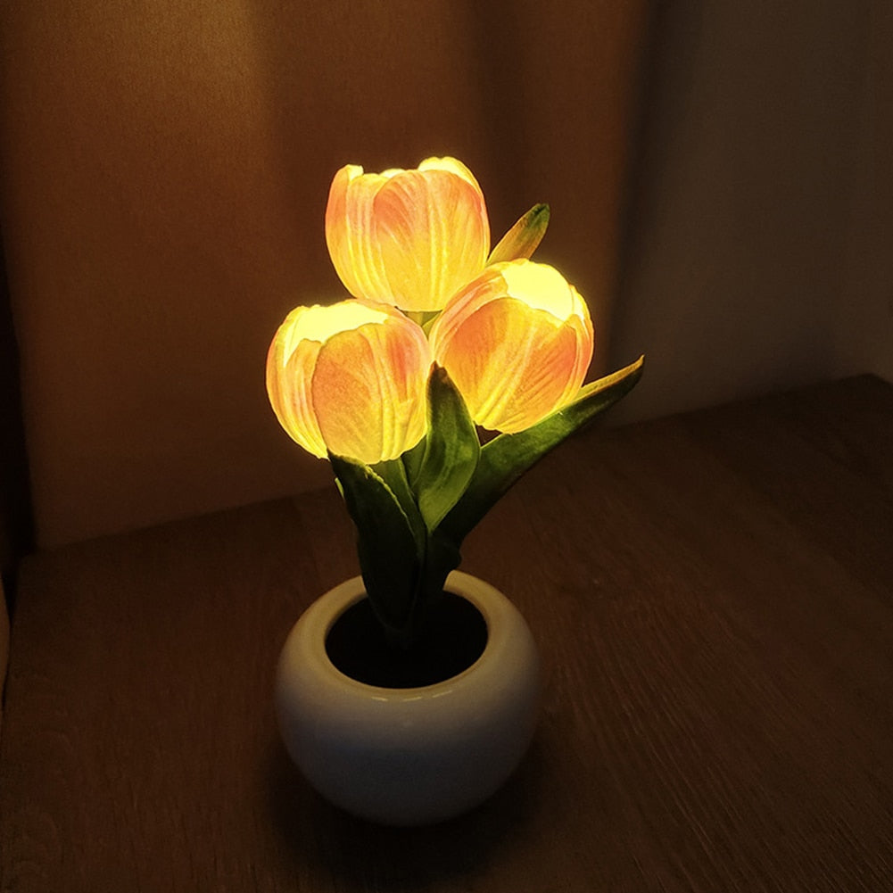 LED Tulip Night Light Flower Flowerpot Potted Plant - justforyoushopping23