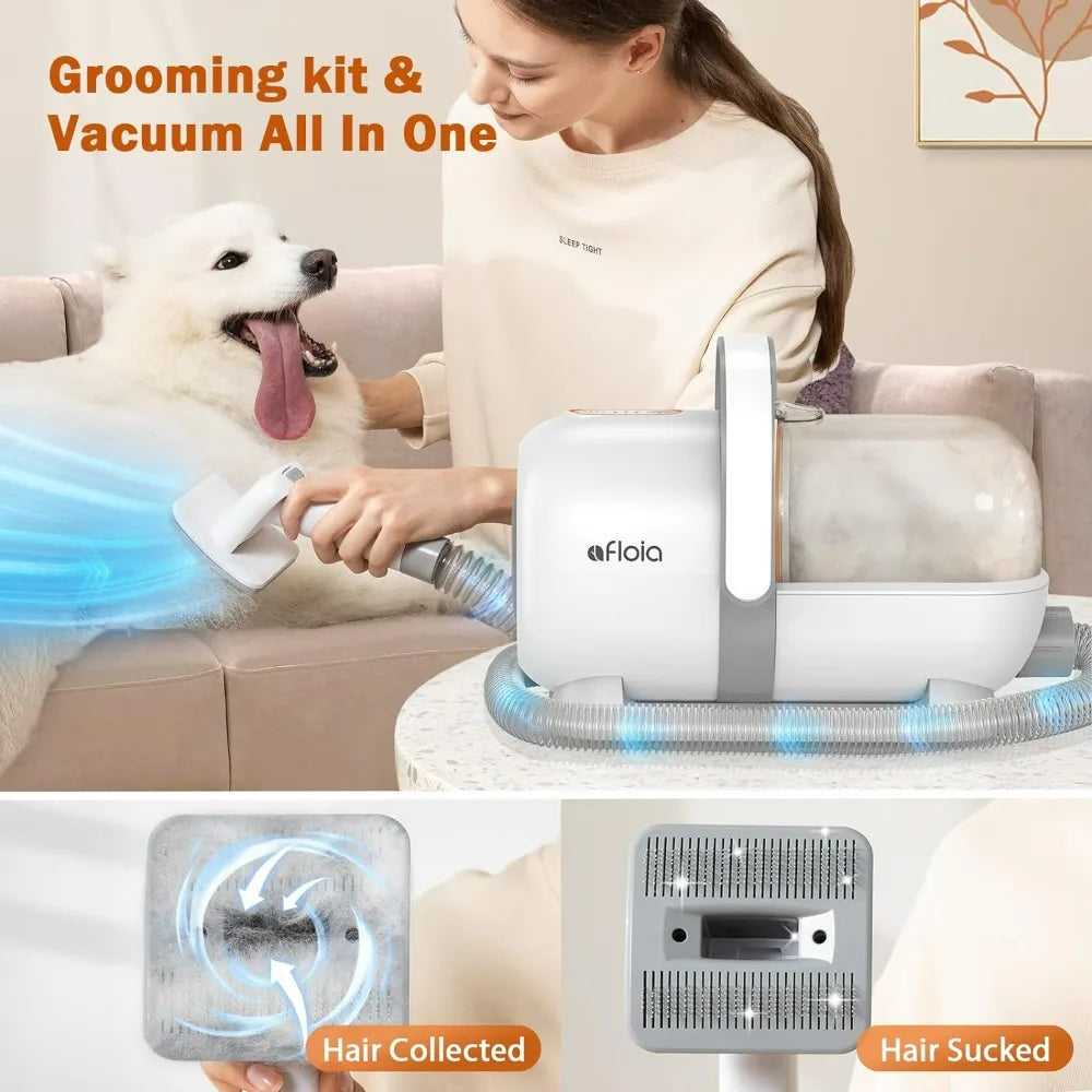 Dog Grooming Kit Nail Trimmer Grinder & Dog Brush for Shedding with 7 Pet Grooming Tools, Low Noise