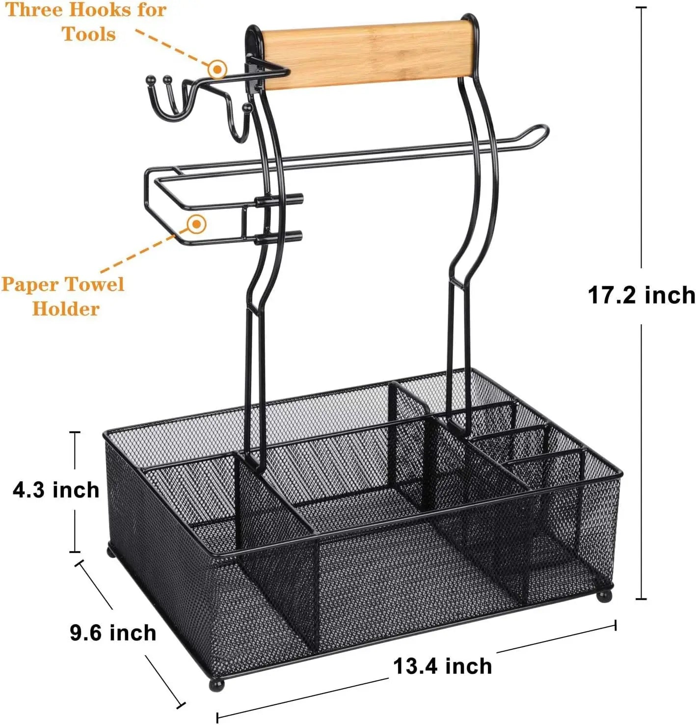 Grill Caddy, BBQ Caddy with Paper Towel Holder, Picnic Condiment Utensil Caddy , Barbecue Accessories for Griddle Grilling Tool