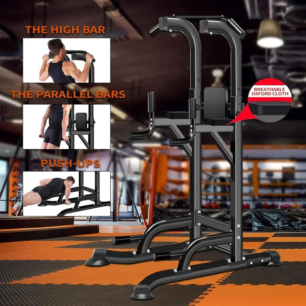 Power Tower Adjustable Height Pull Up & Dip Station Multi-Function Home Strength Training Fitness Workout Station