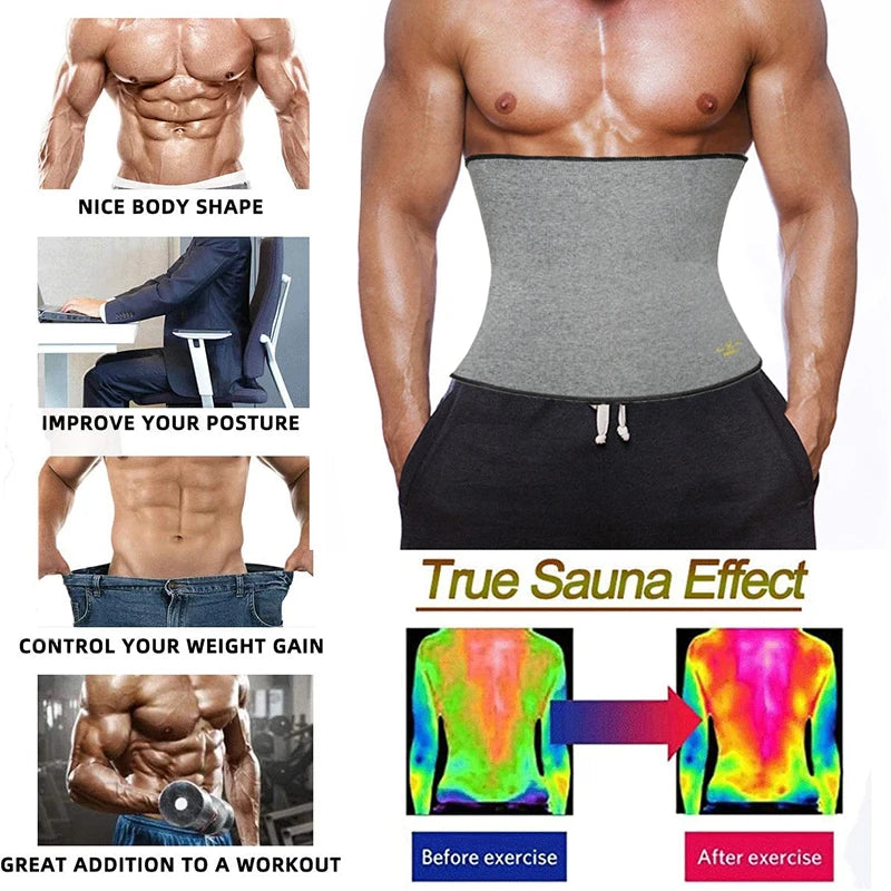 Men's Abdomen Waist Trainer Sauna Body Shaper Sweat Trimmer Belt