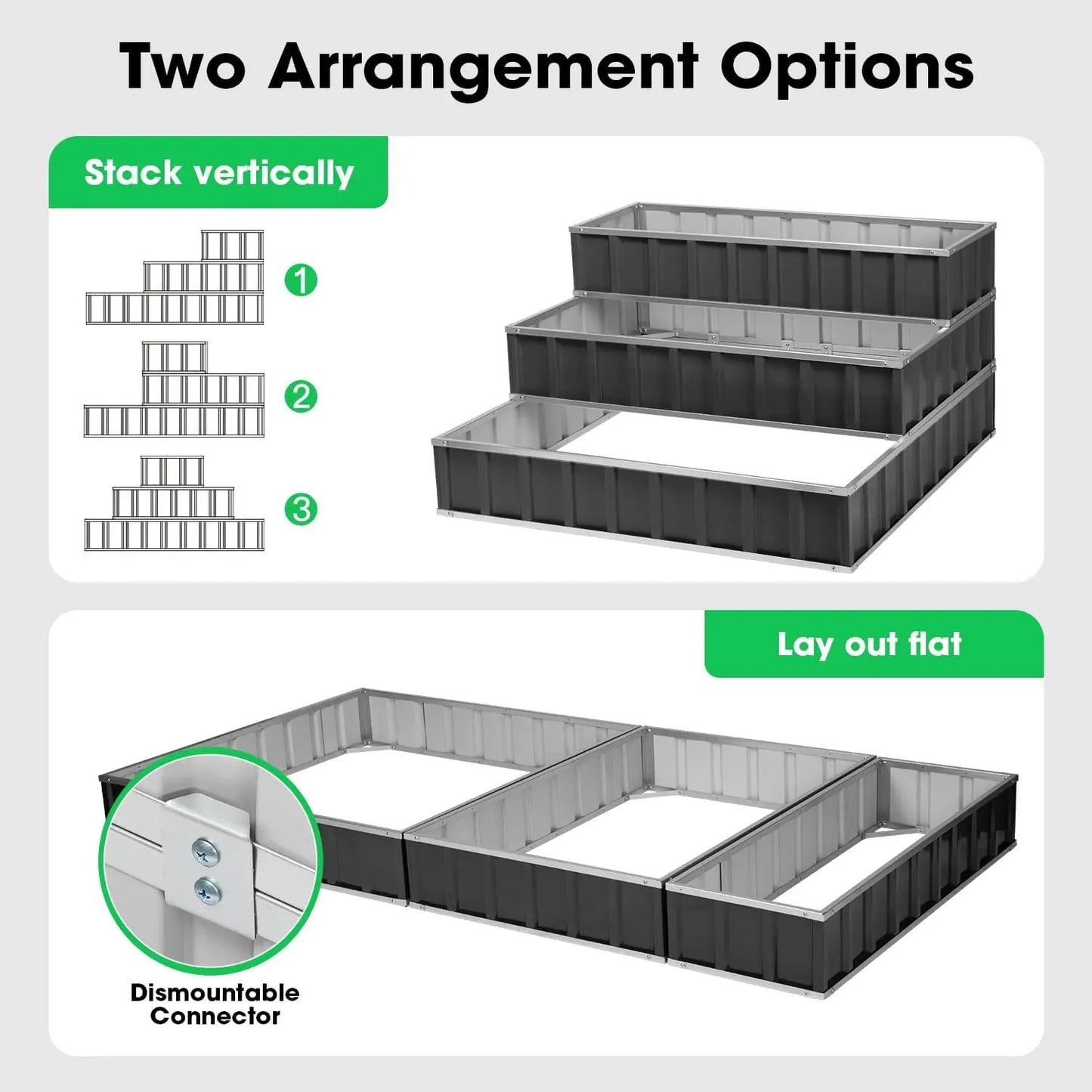 3-Tier Raised Garden Bed, 46" x 46" x 24" Galvanized Steel Metal Outdoor Planter Box with Gloves and Scissors to Grow