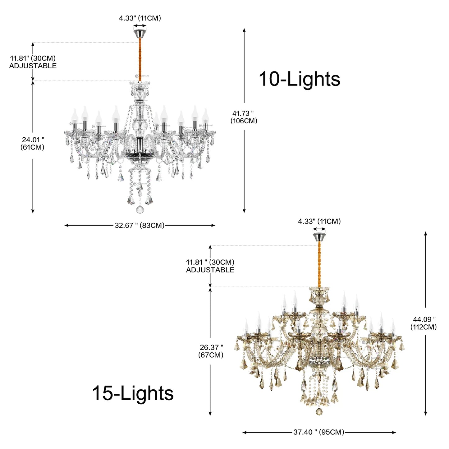 Ridgeyard 4-18 Arms K9 Crystal Chandelier Modern Luxury Boutique Country Style For Hallway Living/Dining Room Bedroom Home Light