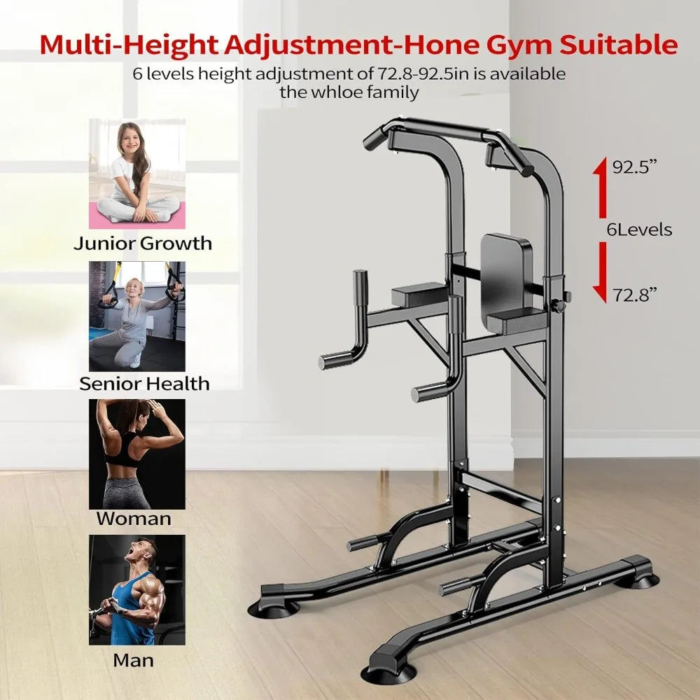 Power Tower Adjustable Height Pull Up & Dip Station Multi-Function Home Strength Training Fitness Workout Station