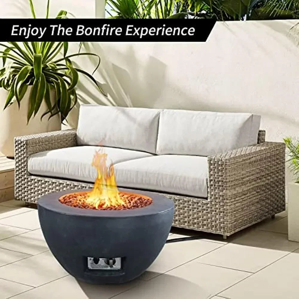 25 Inch Propane Fire Table, 50,000 BTU Large Concrete Fire Pit Table for Outdoor Garden Patio, Smokeless Gas Fire Pit