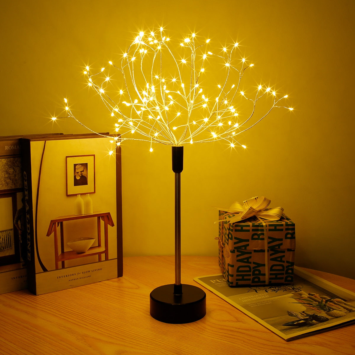 Full Sky Star Golden Leaf Willow Cherry Tree LED Night Light - justforyoushopping23