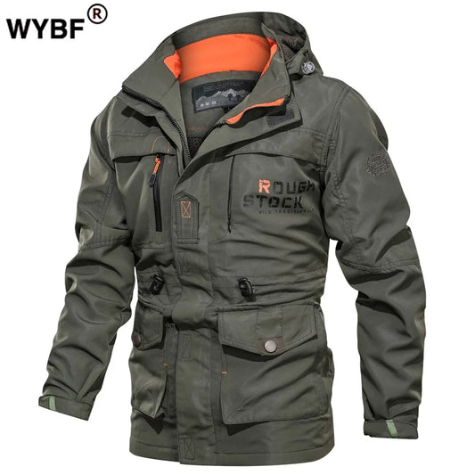 Men Windbreaker Military Field Jackets Outerwear Waterproof Coat Hoodie