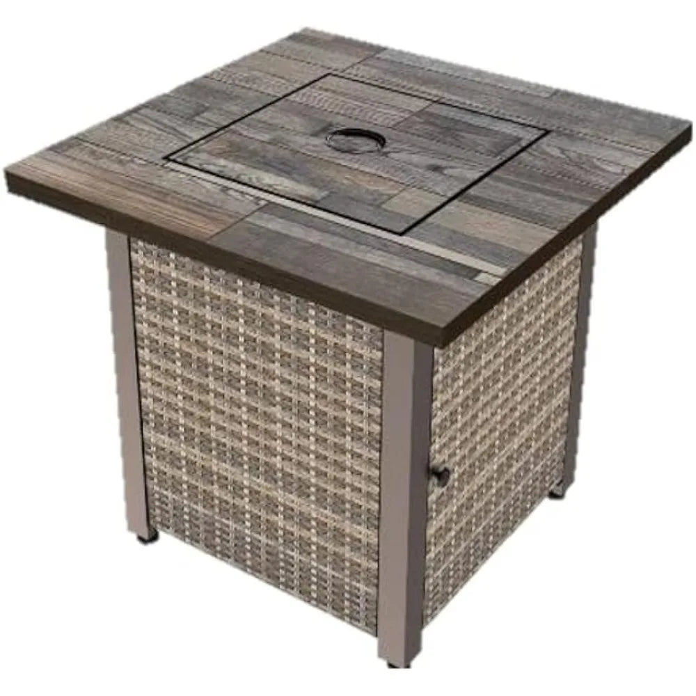 Fire Pit Brown 30” Square Gas Fire Table Firepit Outdoor