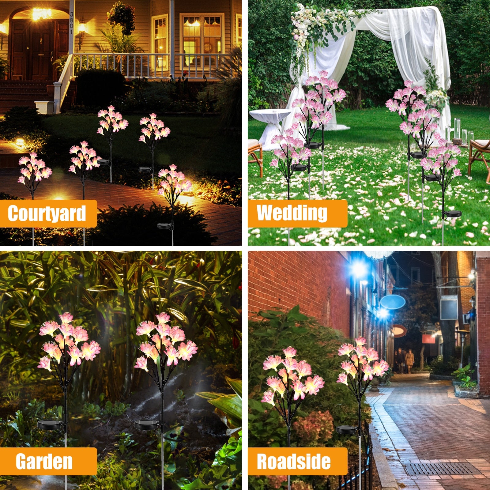 2Pcs Lotus Stake Solar Light Outdoor Decor Garden Light Waterproof Realistic Flower LED Lawn Lamp Landscape Light for Patio - justforyoushopping23