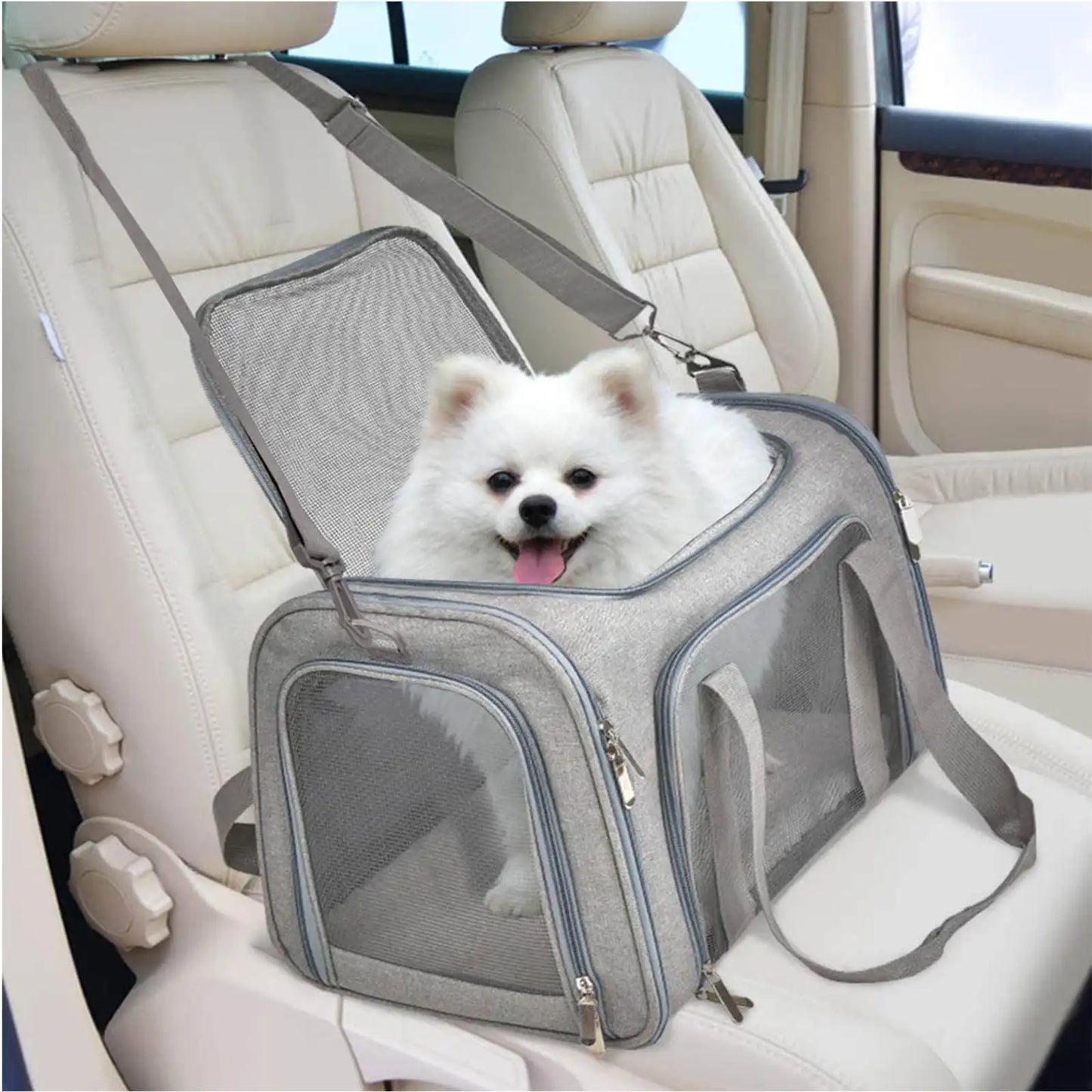 Pet Carrier for Cats & Dogs, TSA Airline Approved, Suitable for Daily Travel, Gray, 15lbs