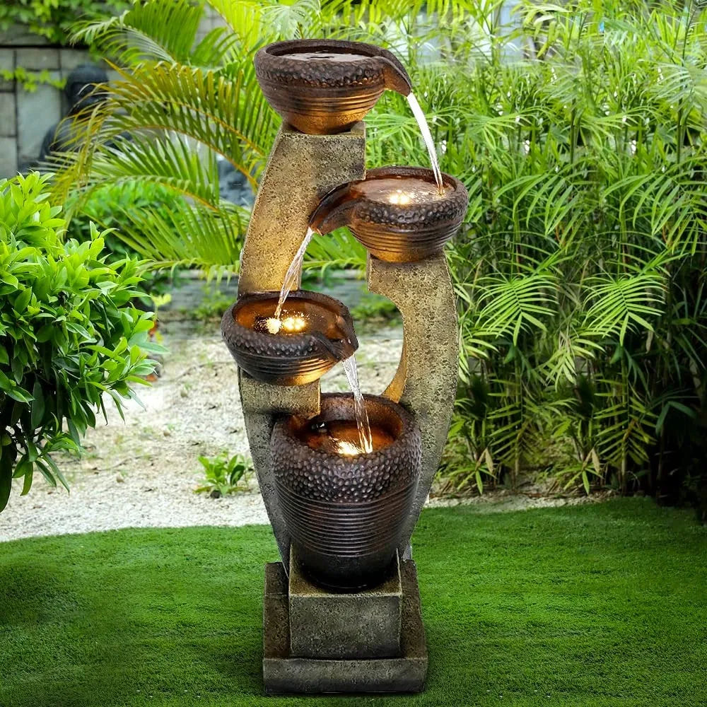 2024 New 40” H Outdoor Fountain - 4 Crocks Outdoor Garden Fountains