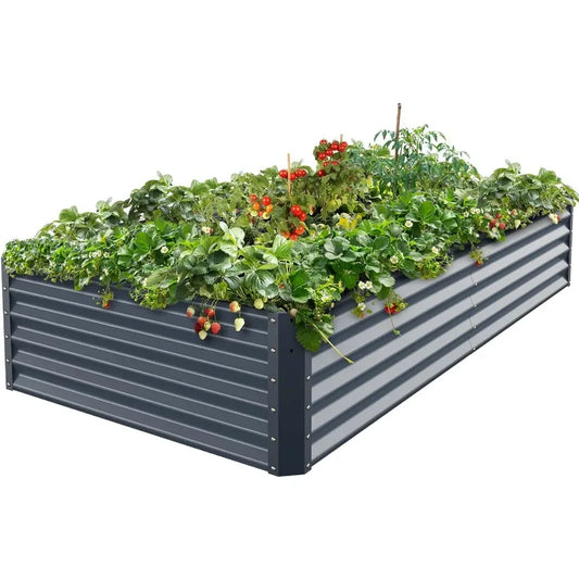 Galvanized Raised Garden Bed Box Planter for Outdoor Plants