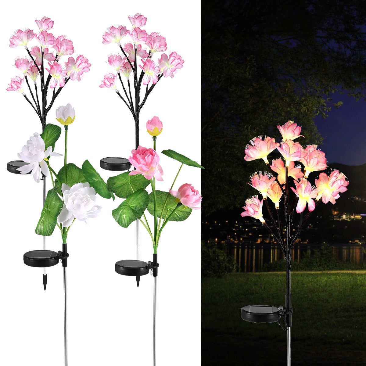 2/4Pcs Solar Lotus Stake Light Realistic - justforyoushopping23