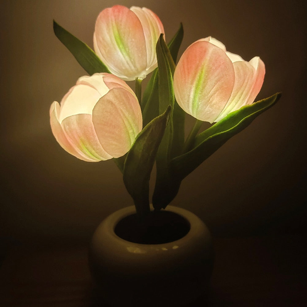 LED Tulip Night Light Flower Flowerpot Potted Plant - justforyoushopping23