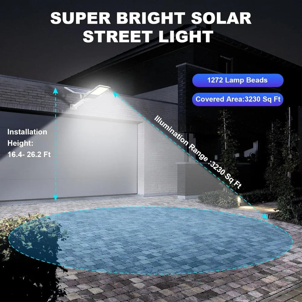 4000W Solar Street Lights Outdoor,  Waterproof with Remote Control, Solar Powered