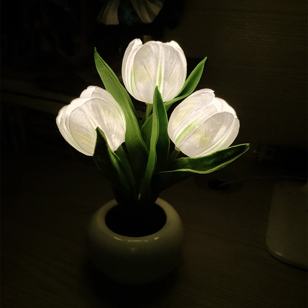 LED Tulip Night Light Flower Flowerpot Potted Plant - justforyoushopping23