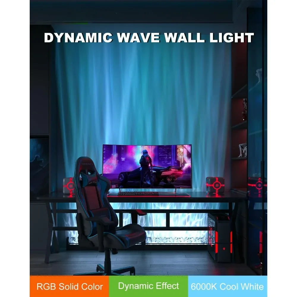 Dynamic Wave Wall Light, Flowing Water, Aurora Visual-Color Changing Lamp with Remote & APP-Ambient Light 1 Pack