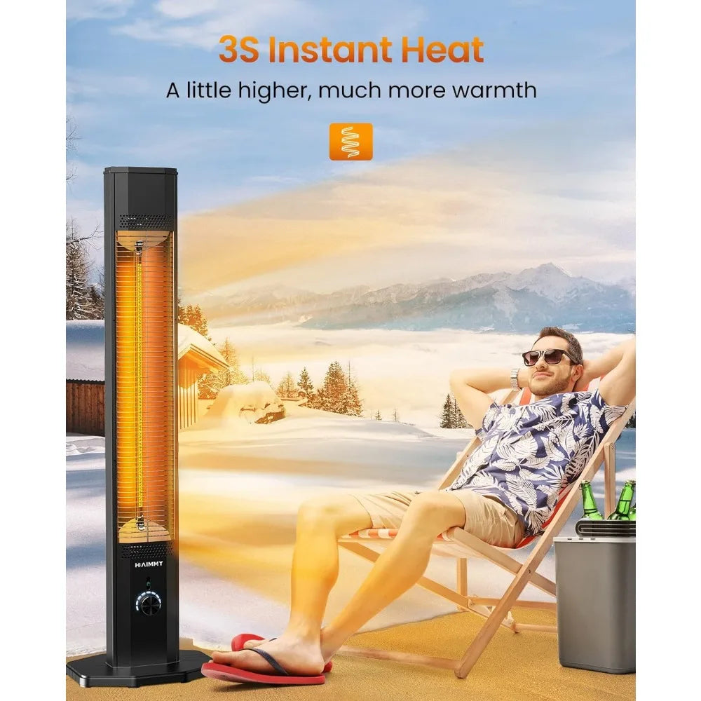 Outdoor Electric Patio Heater, 42in Infrared Heater with Remote, 9 Heat Levels, 9H Timers, Safety Lock