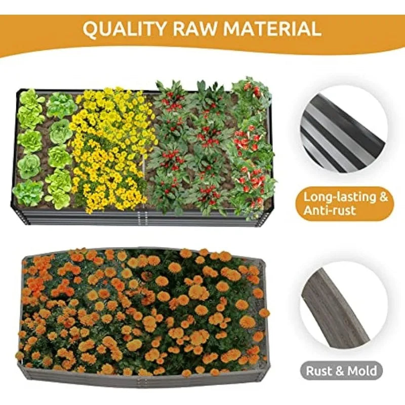 UDPATIO Galvanized Raised Garden Bed 6x3x2 FT Outdoor Metal Planter Boxes for Planting Vegetables Flowers Herbs and Fruits